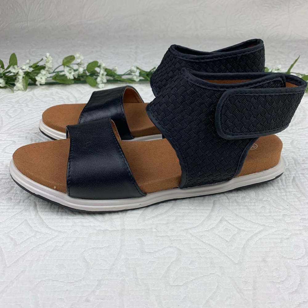 Bernie Mev//Babe Black Leather and Woven Sandals